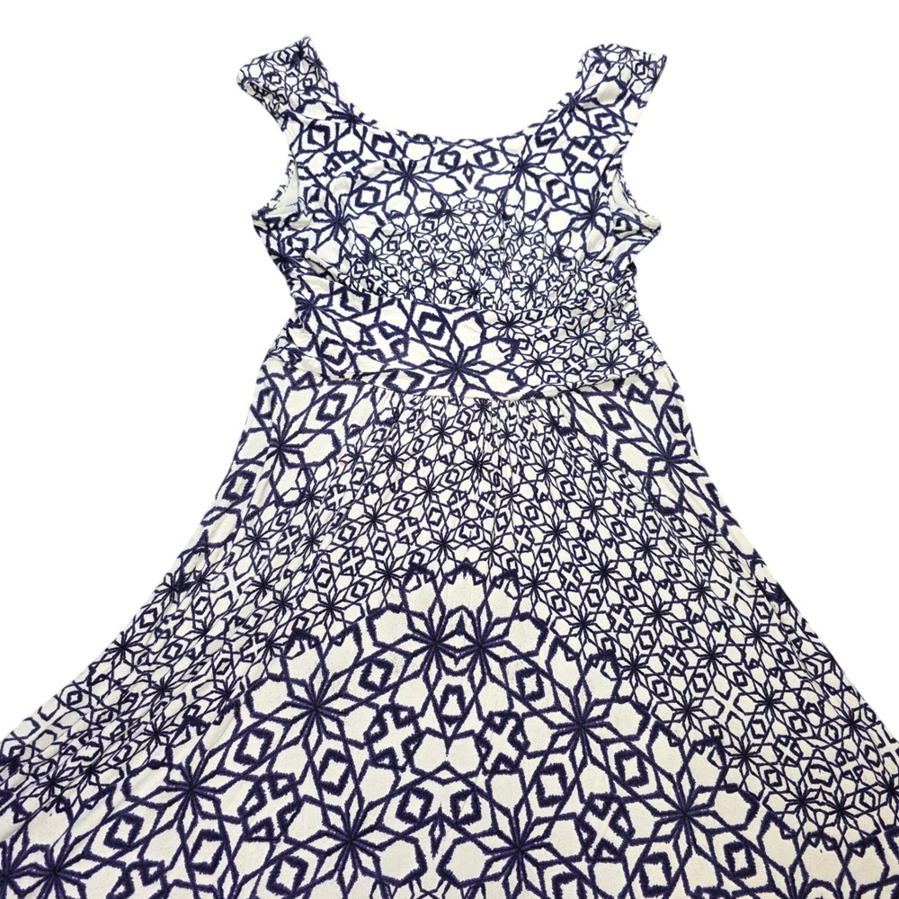 Maeve Anthropologie Midi Dress Women's Size L Purple White Geometric Mandala